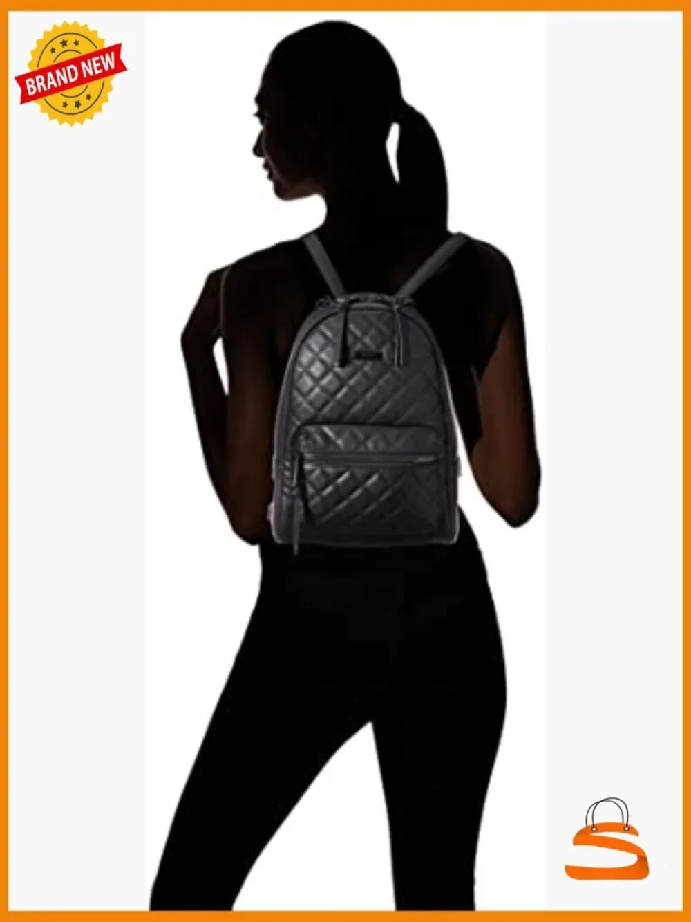 Faux Leather Daypack Backpack, Medium, 2 Compartments